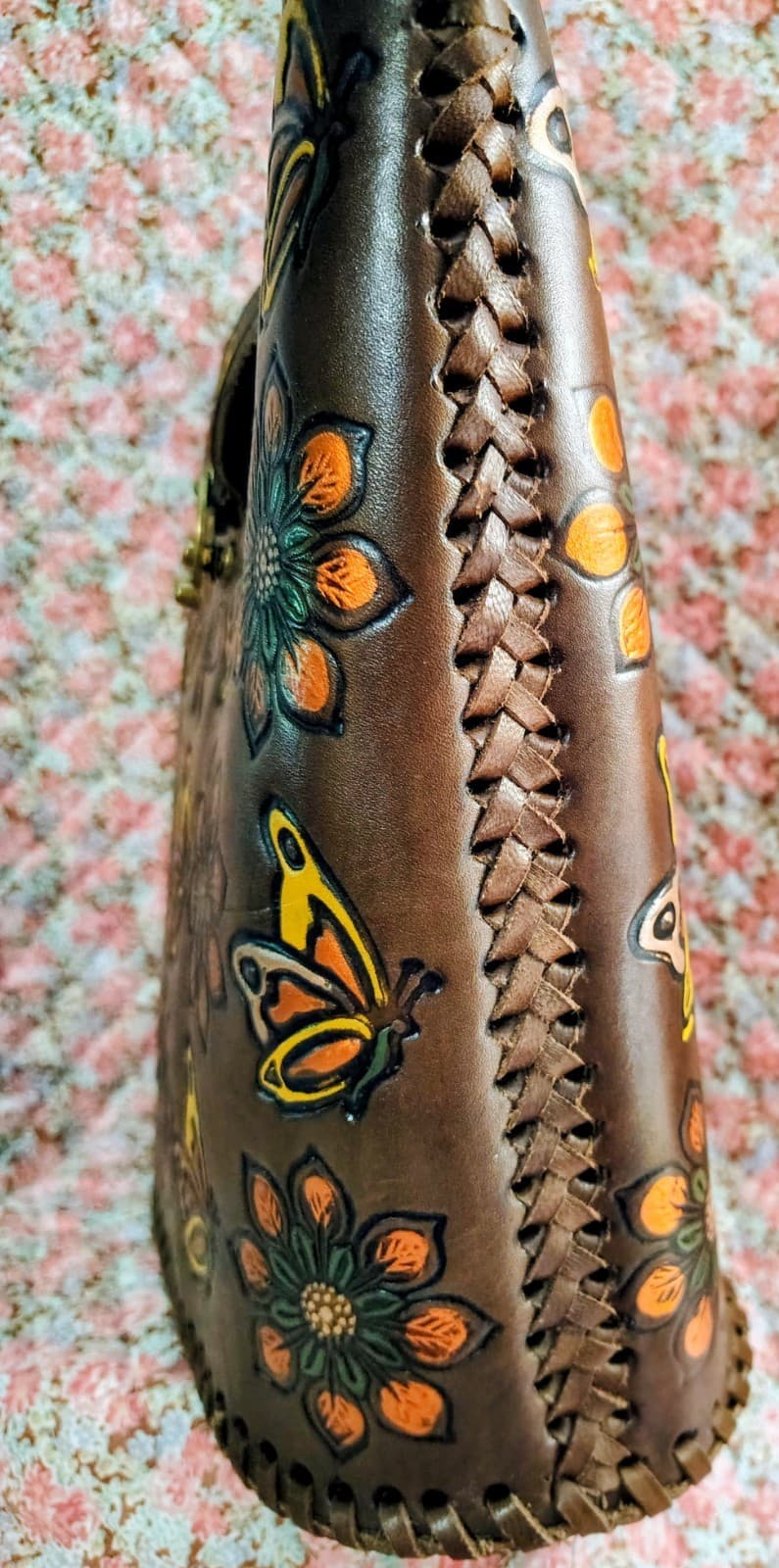 Mexican Hand Tooled Leather Handbag NWOT - Thumbnail 4