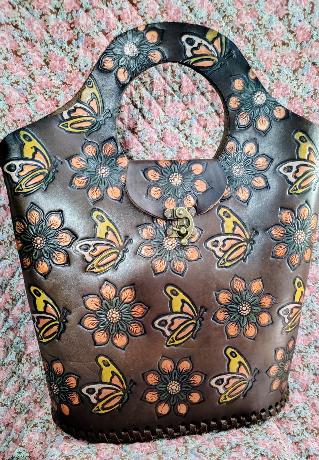 Mexican Hand Tooled Leather Handbag NWOT