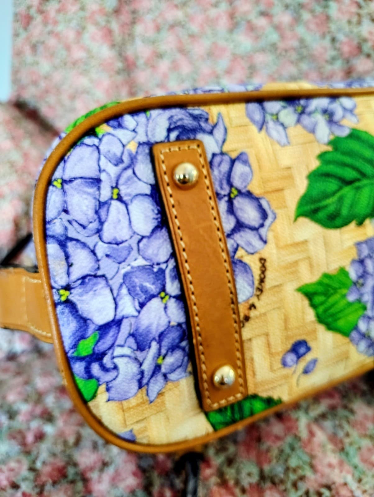 NWOT Dooney & Bourke Purple Hydrangea Basketweave Domed Zip Satchel MSRP 348 - Thumbnail 11
