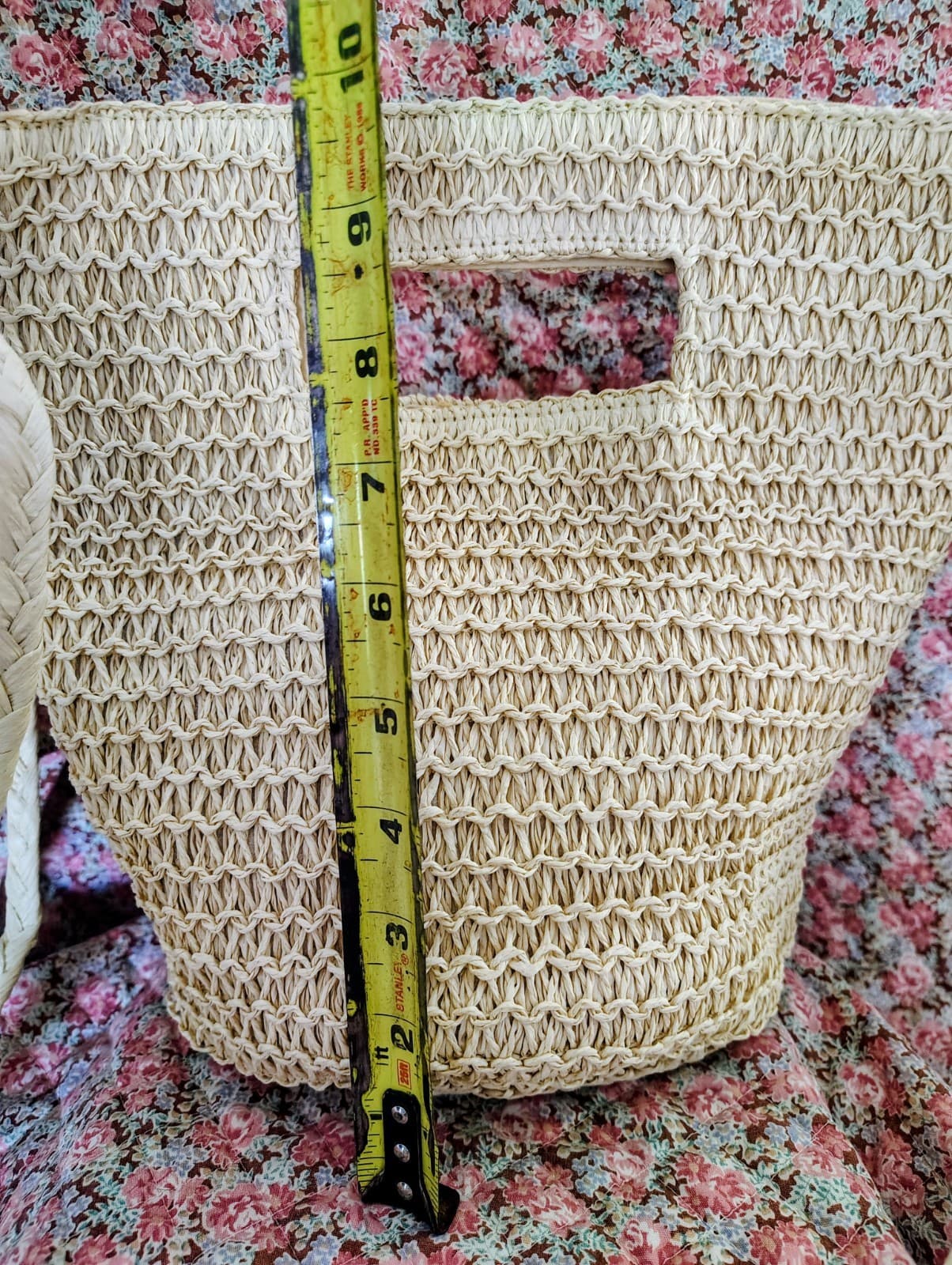 NWT Universal Thread brand tote bag beige woven straw - Thumbnail 10