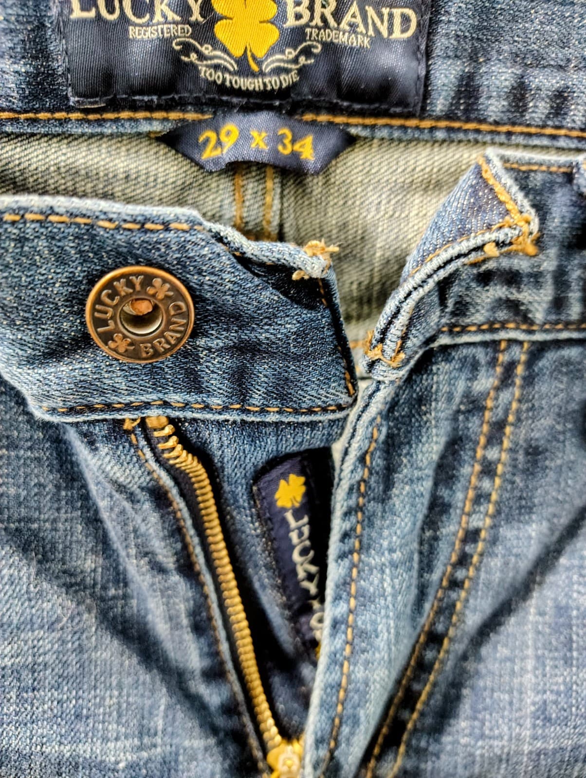 Lucky Brand Men's 361 Vintage Straight Light Wash Faded Denim Jeans W29 L34 - Thumbnail 3