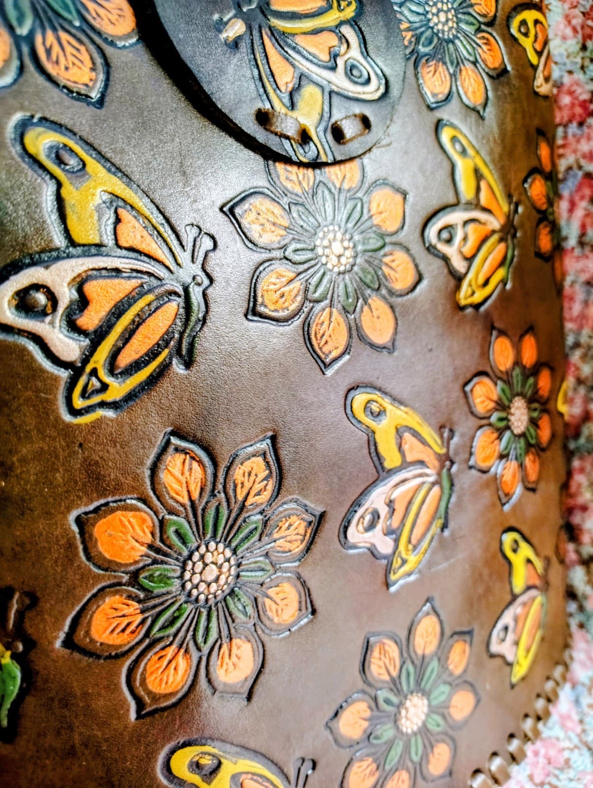 Mexican Hand Tooled Leather Handbag NWOT - Thumbnail 10