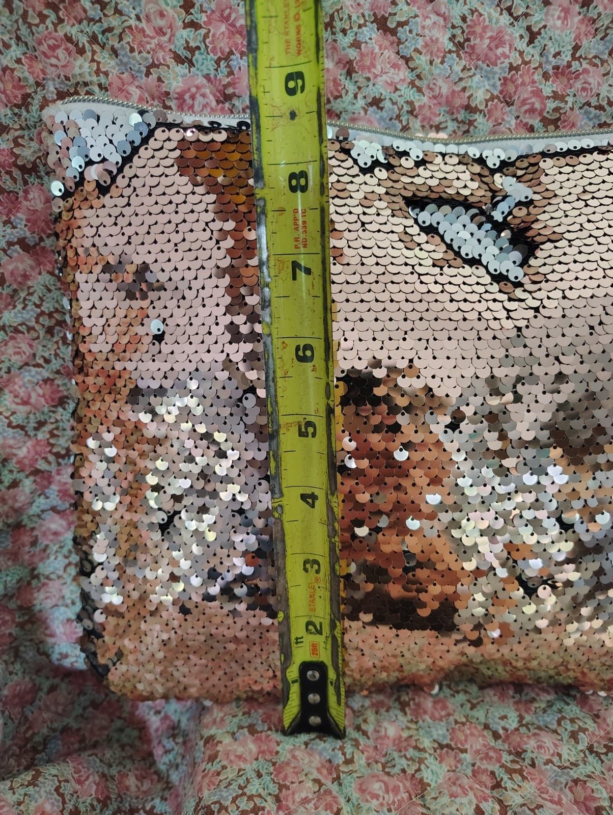 NWOT Large Pink Silver Sequin Makeup Bag Clutch - Thumbnail 12