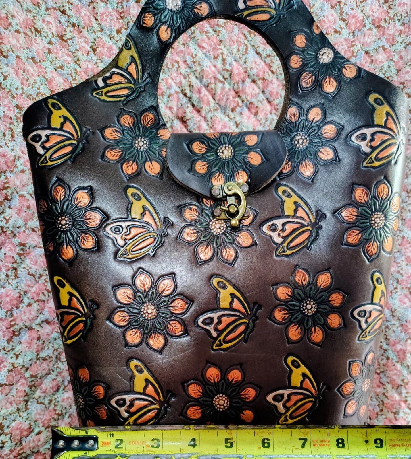 Mexican Hand Tooled Leather Handbag NWOT - Thumbnail 16