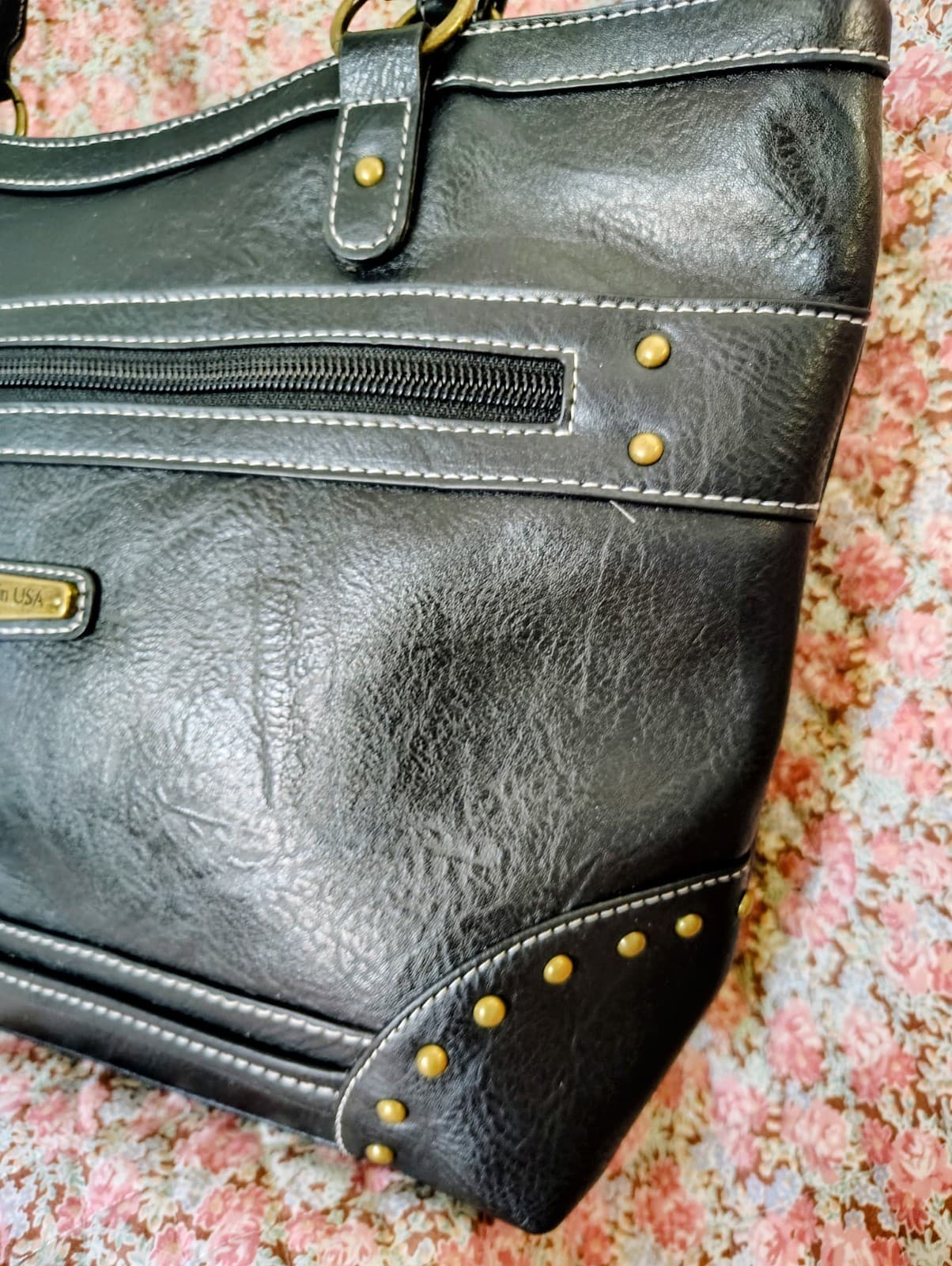 NWOT Stone Mountain Black Faux Leather Bag - Thumbnail 2