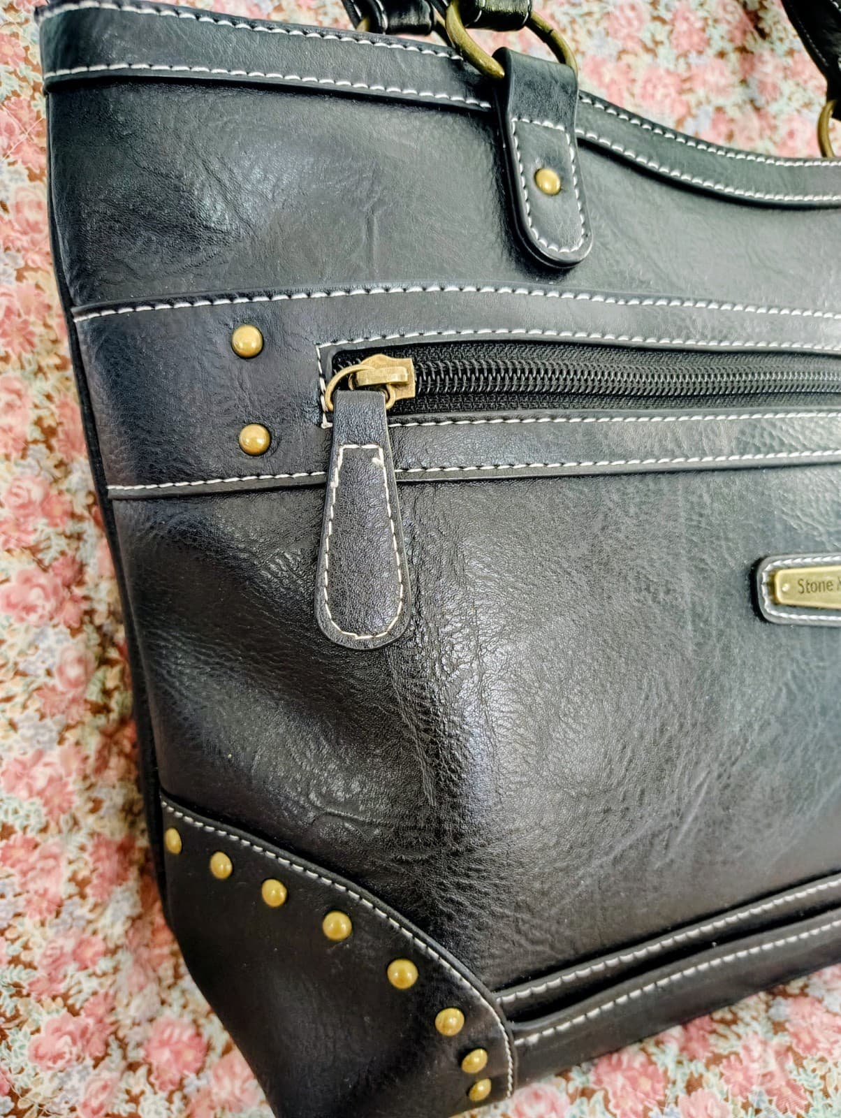 NWOT Stone Mountain Black Faux Leather Bag - Thumbnail 3