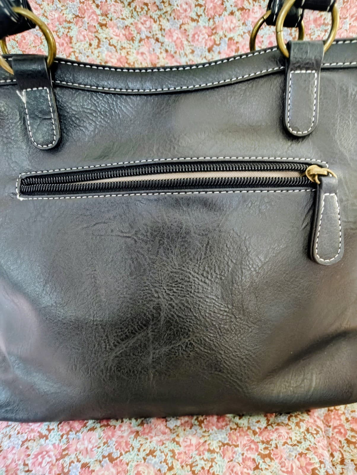 NWOT Stone Mountain Black Faux Leather Bag - Thumbnail 5