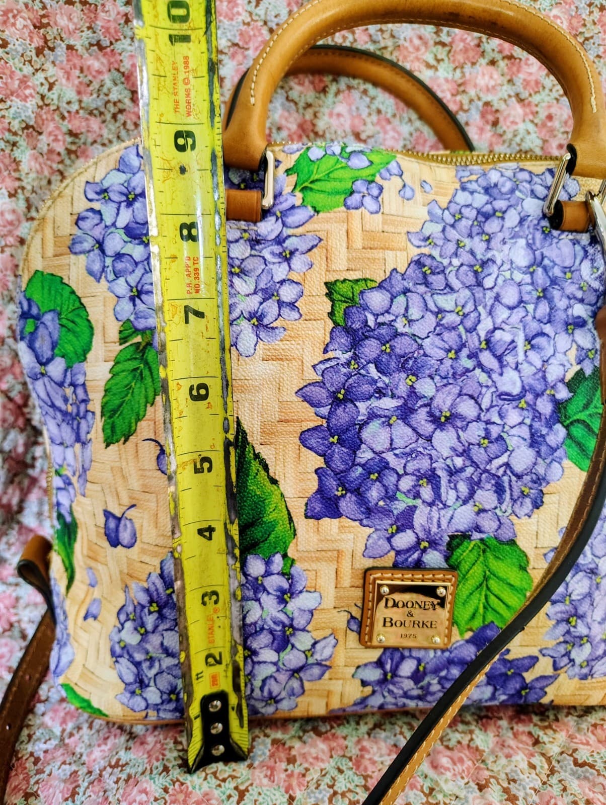 NWOT Dooney & Bourke Purple Hydrangea Basketweave Domed Zip Satchel MSRP 348 - Thumbnail 21