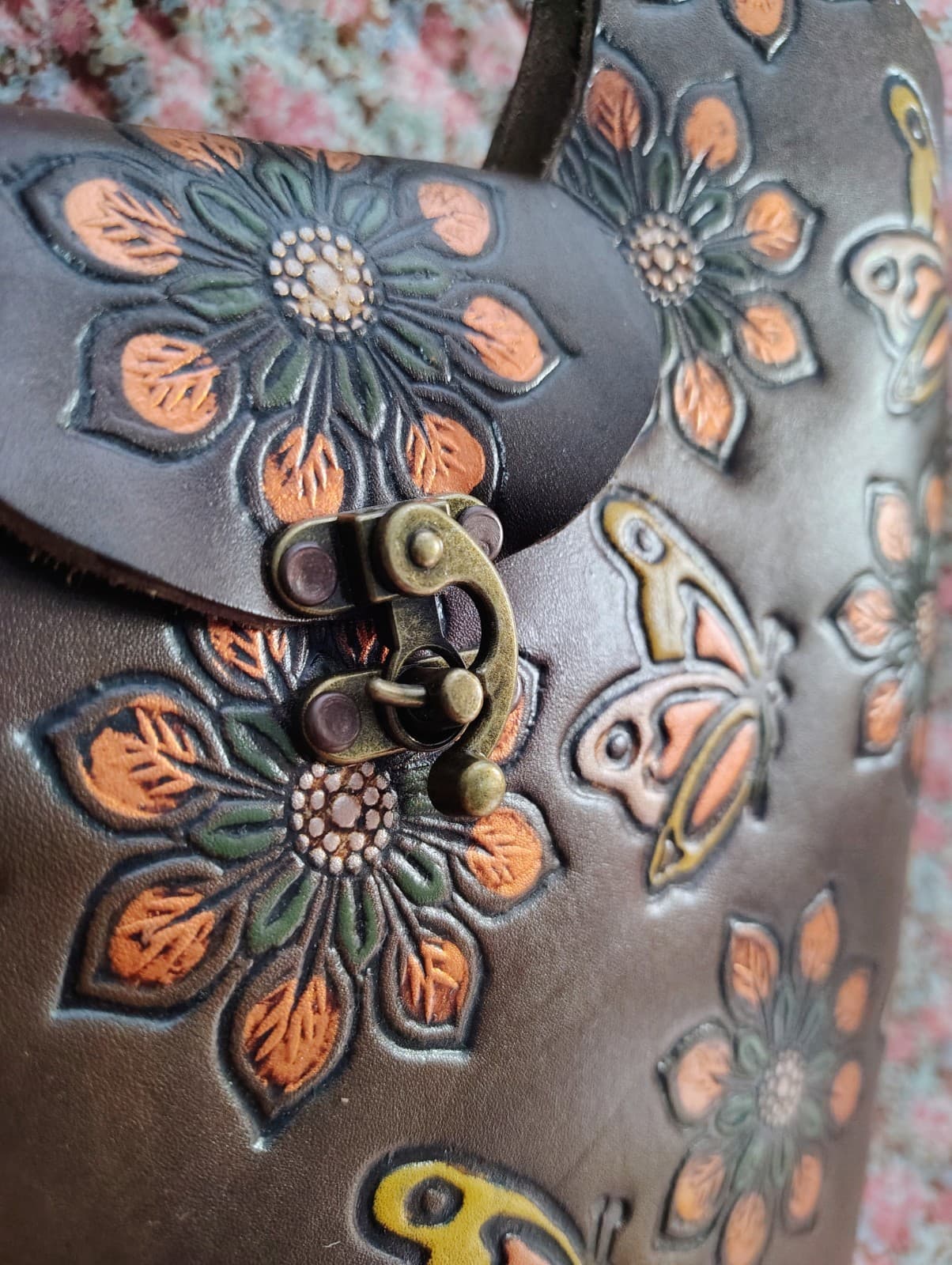 Mexican Hand Tooled Leather Handbag NWOT - Thumbnail 3