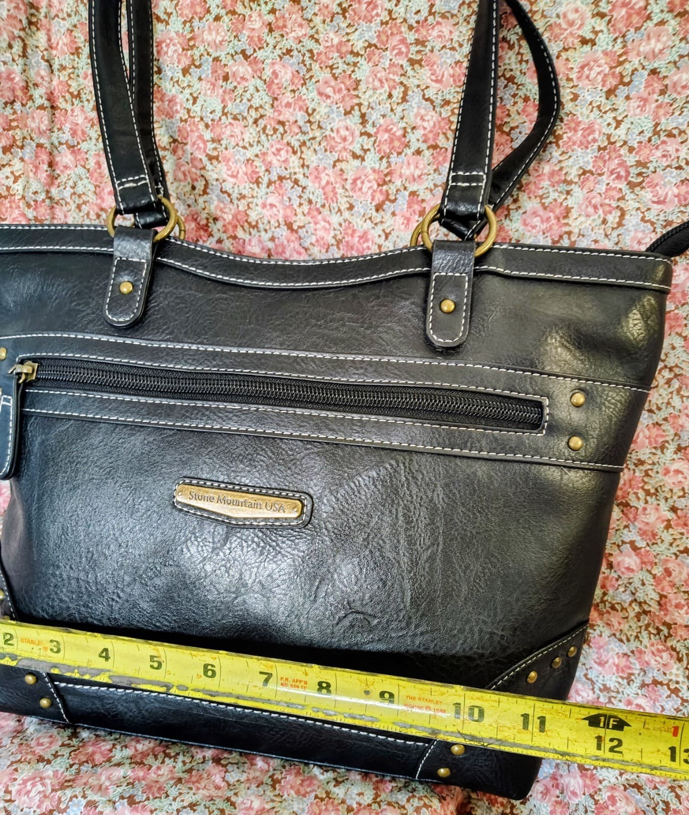 NWOT Stone Mountain Black Faux Leather Bag - Thumbnail 9