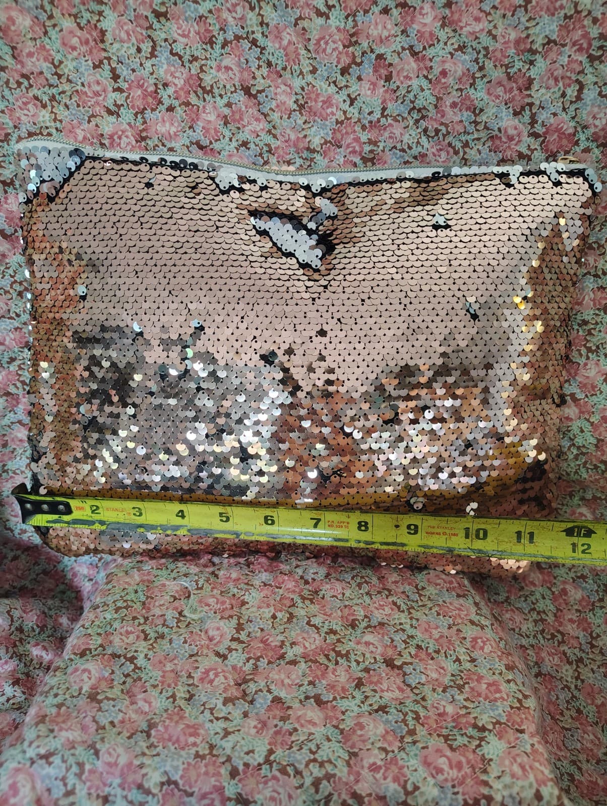 NWOT Large Pink Silver Sequin Makeup Bag Clutch - Thumbnail 11