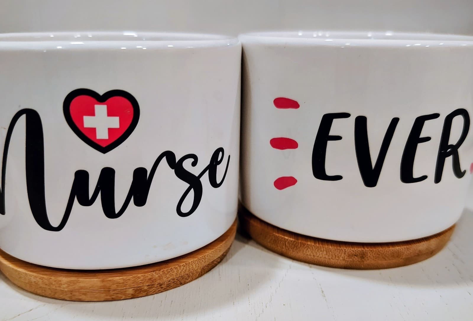 Set of 4 "For the Best Nurse Ever" Succulent Pots, wooden trays, NWOT - Thumbnail 2