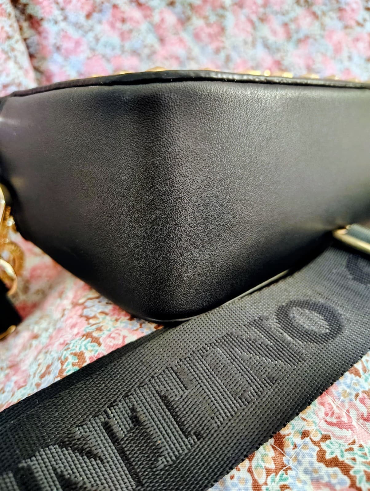 NWOT Valentino Orlandi Black Crossbody Shoulder Bag Faux Leather Gold Studded - Thumbnail 5