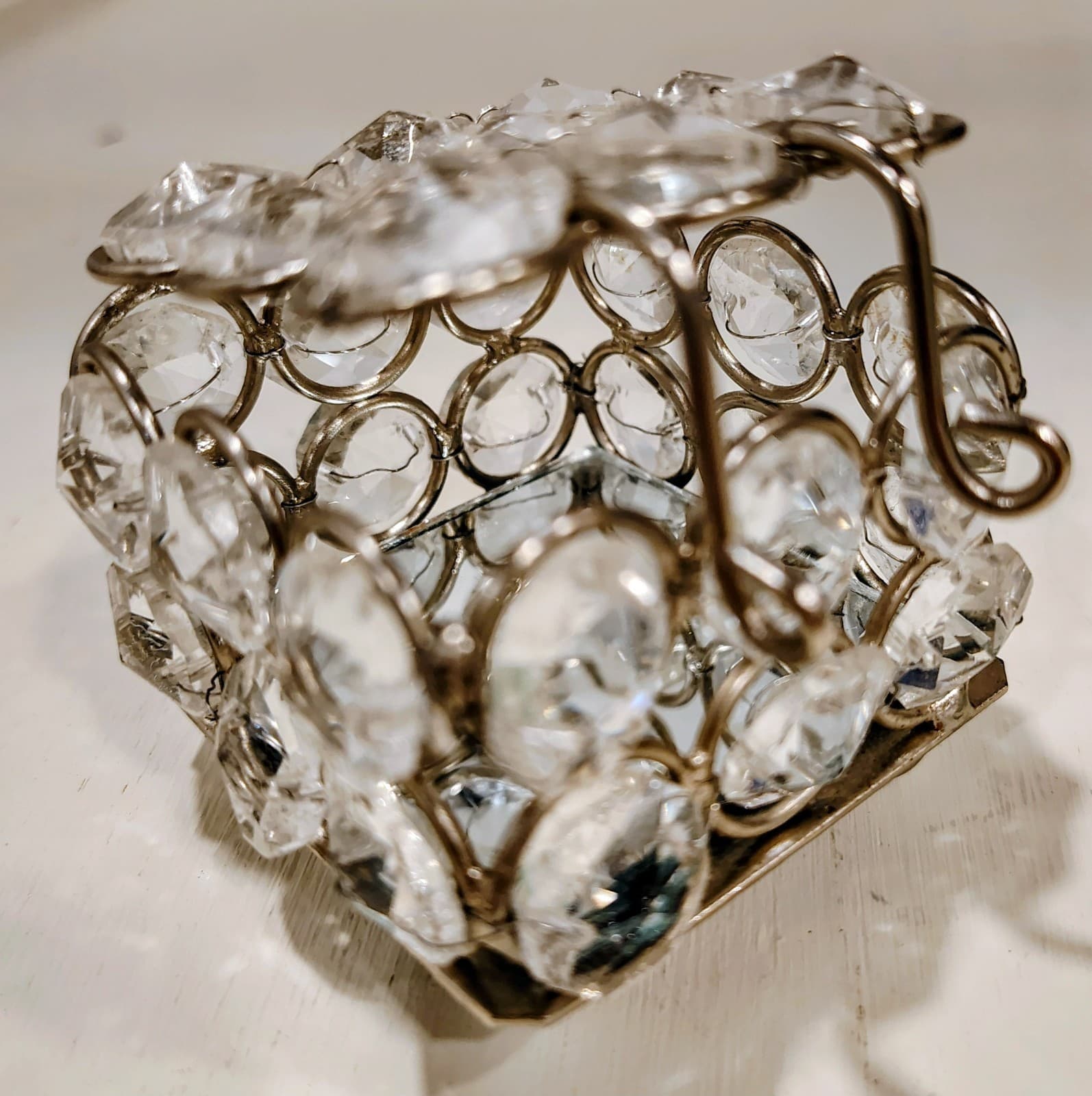Small Square Silver Metal Trinket Box With Crystal Rhinestones, 2.5" Square EUC - Thumbnail 7