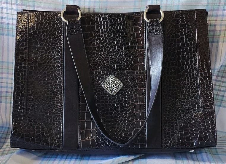 Coldwater Creek Laptop Bag/Tote Bag Women, Faux Crocodile Skin