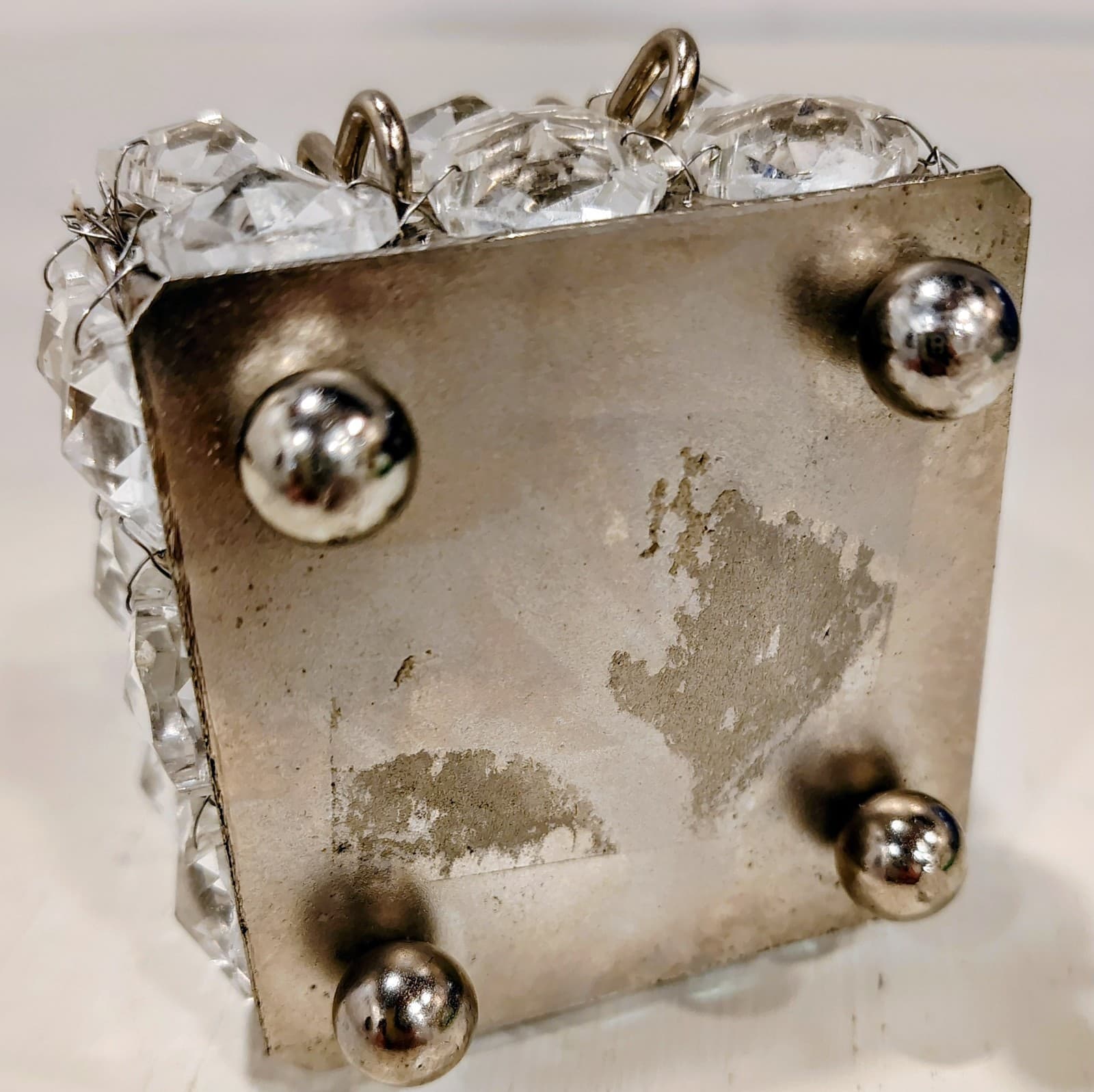 Small Square Silver Metal Trinket Box With Crystal Rhinestones, 2.5" Square EUC - Thumbnail 8