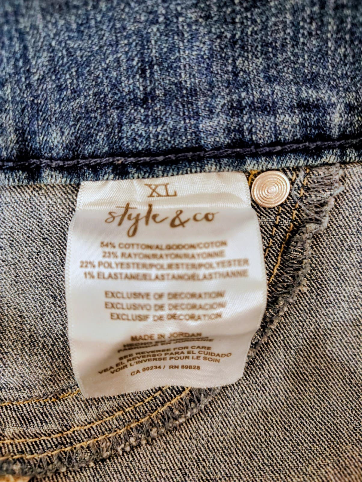Style & Co Floral Blue Denim Jeans Leggings, Floral Emroidery, Women's XL - Thumbnail 4