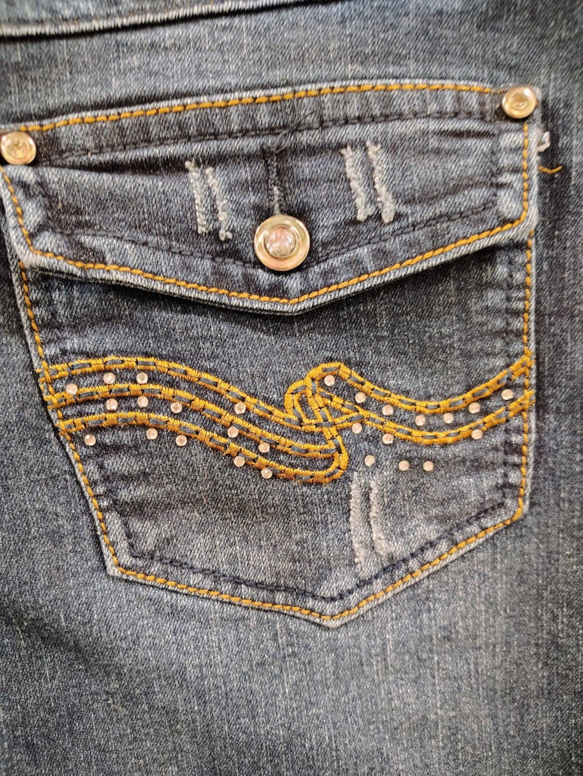 Out Jeans Womens Size 18 Blue Denim Dark Wash Stretch Embroidered Skinny - Thumbnail 9