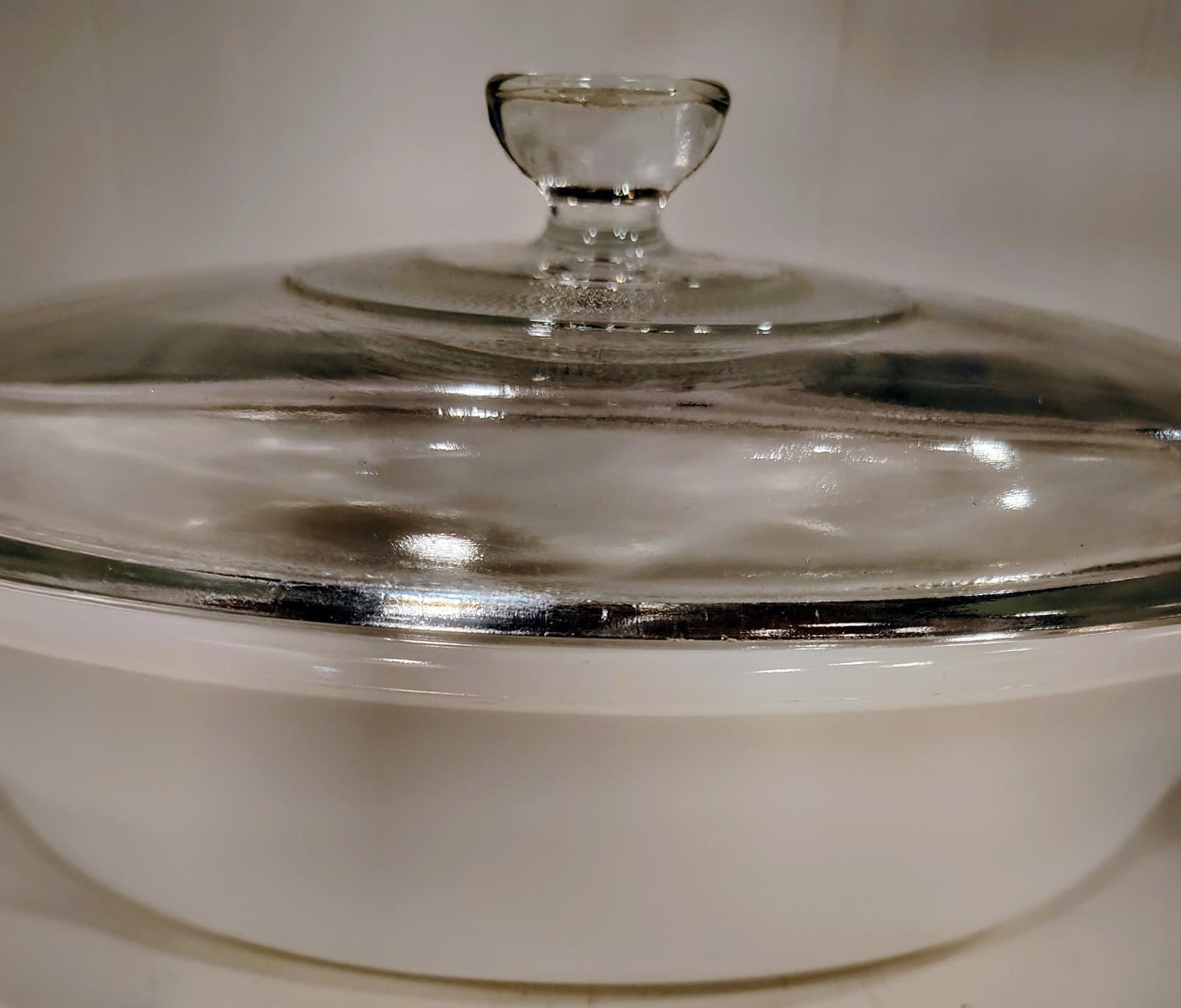 Vintage Glasbake Casserole Dish w/ Lid, 1 QT, Milk Glass - Thumbnail 4