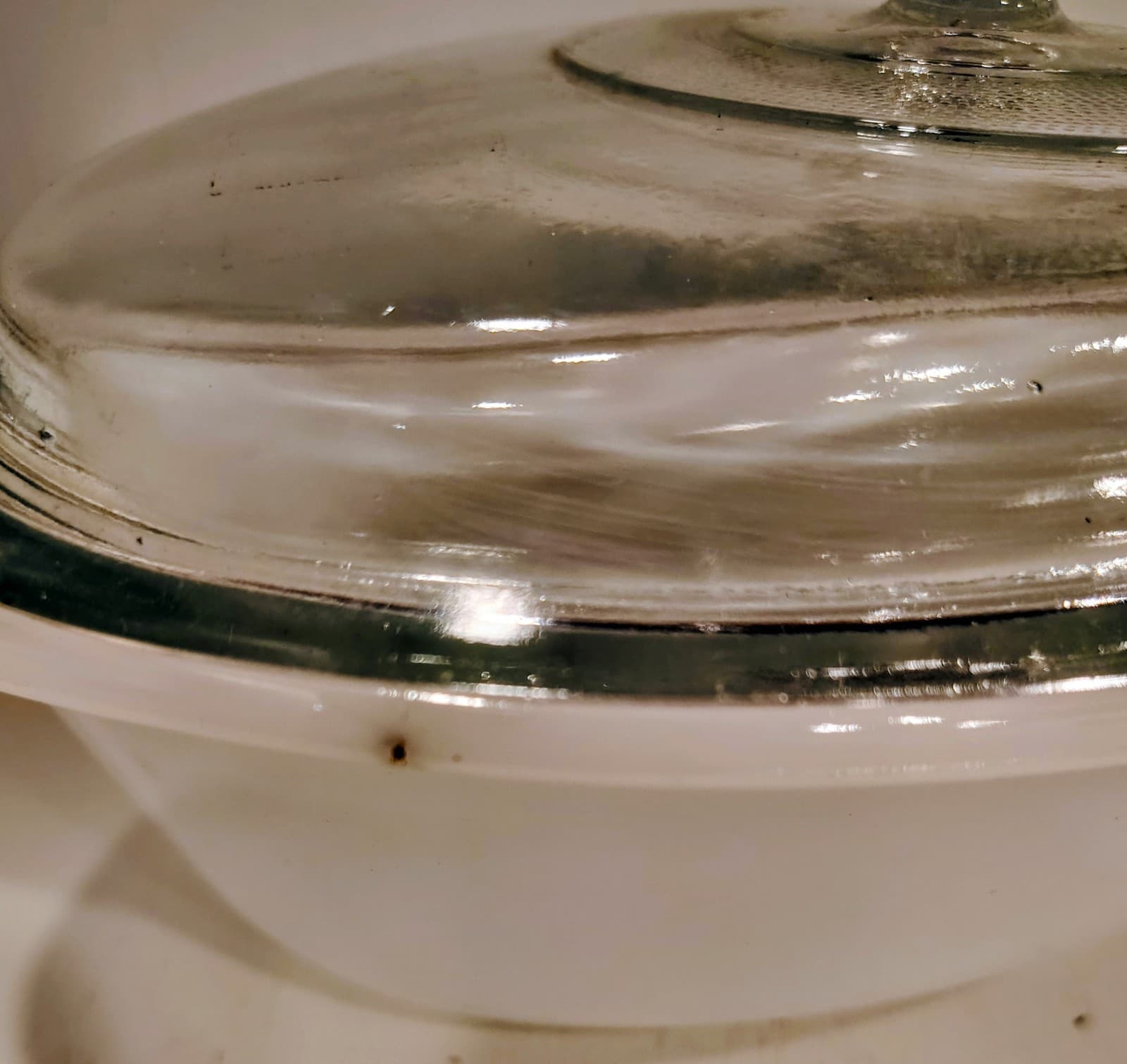 Vintage Glasbake Casserole Dish w/ Lid, 1 QT, Milk Glass - Thumbnail 3