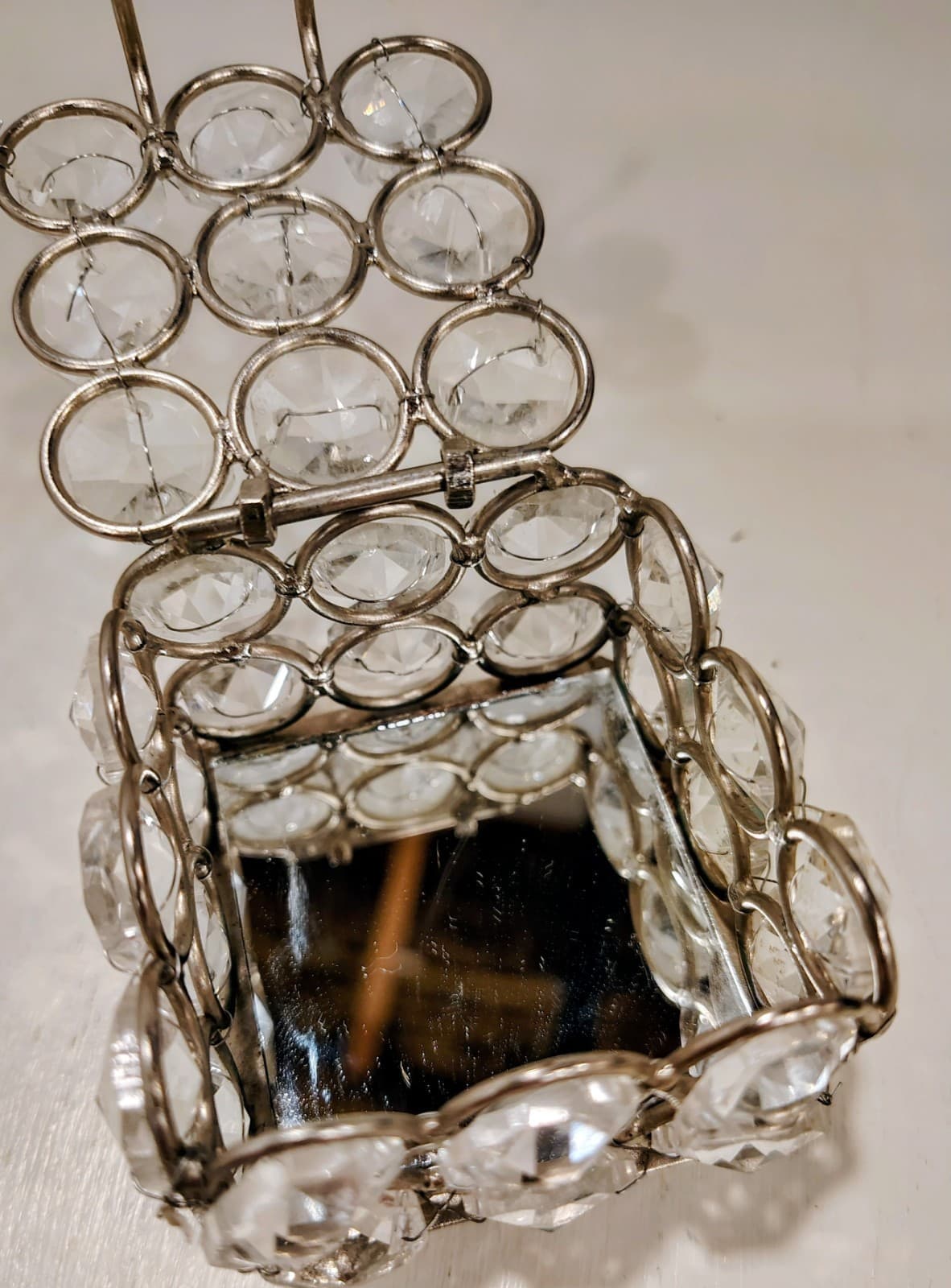 Small Square Silver Metal Trinket Box With Crystal Rhinestones, 2.5" Square EUC - Thumbnail 5