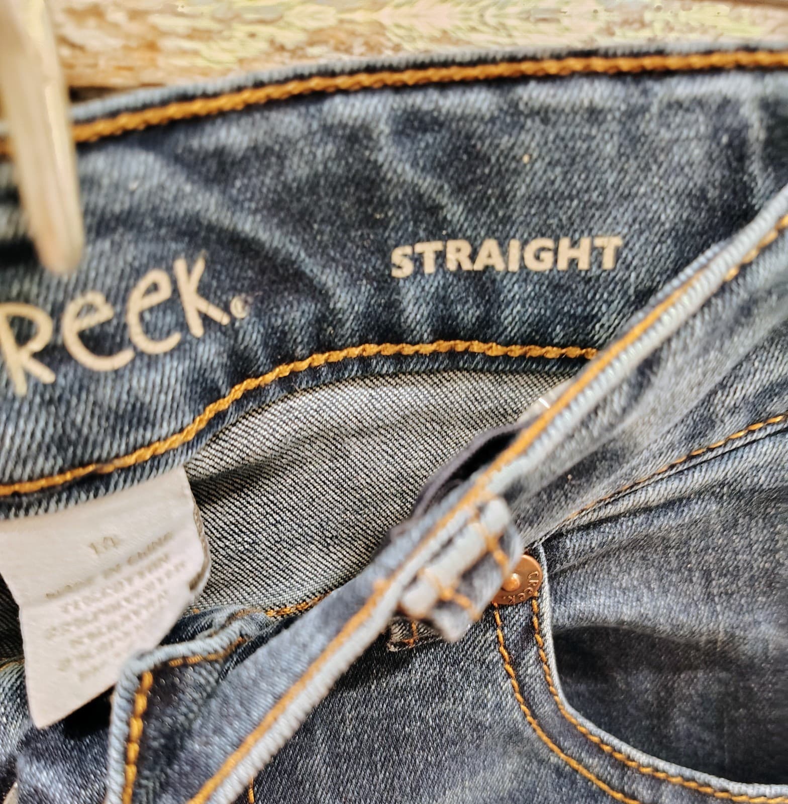Falls Creek Straight Jeans Boys Size 14 Adjustable Waist Stretch Blue Denim EUC - Thumbnail 4
