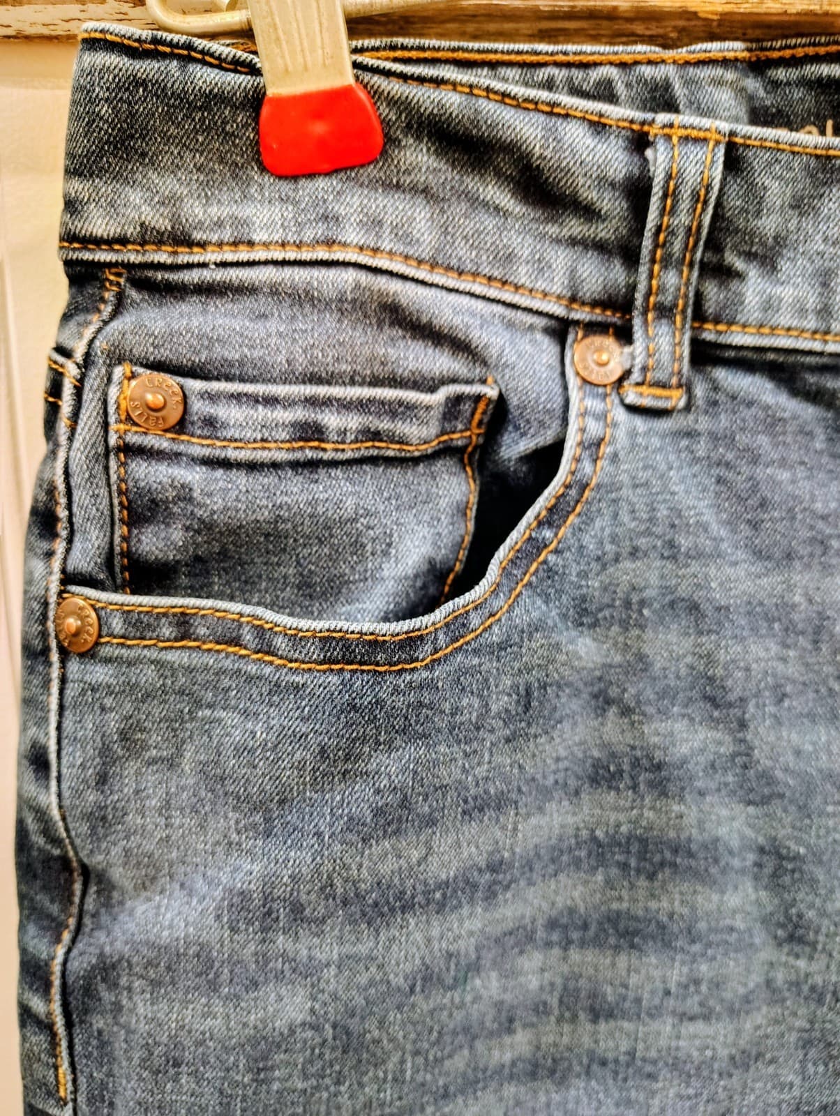 Falls Creek Straight Jeans Boys Size 14 Adjustable Waist Stretch Blue Denim EUC - Thumbnail 8