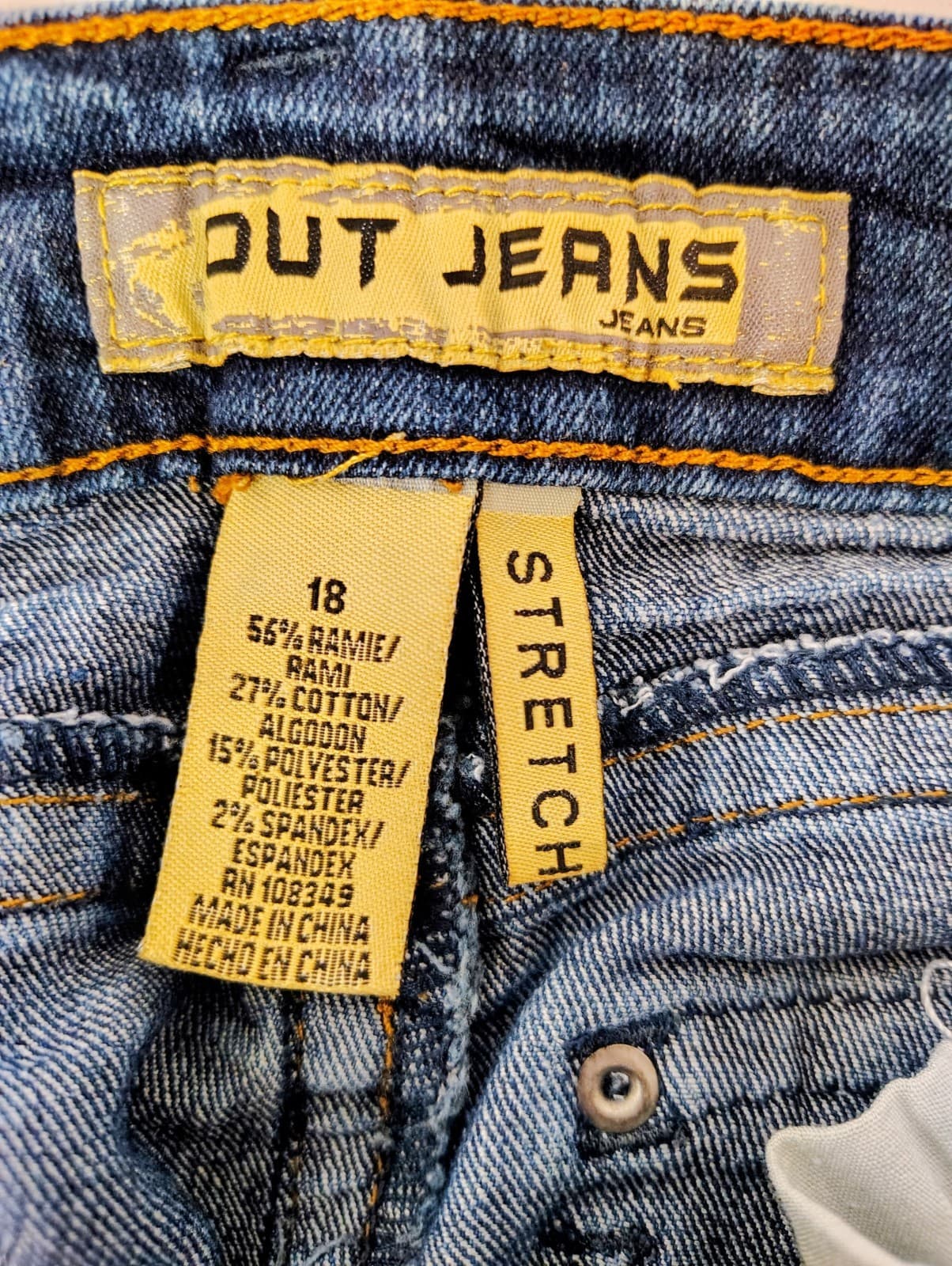 Out Jeans Womens Size 18 Blue Denim Dark Wash Stretch Embroidered Skinny - Thumbnail 6