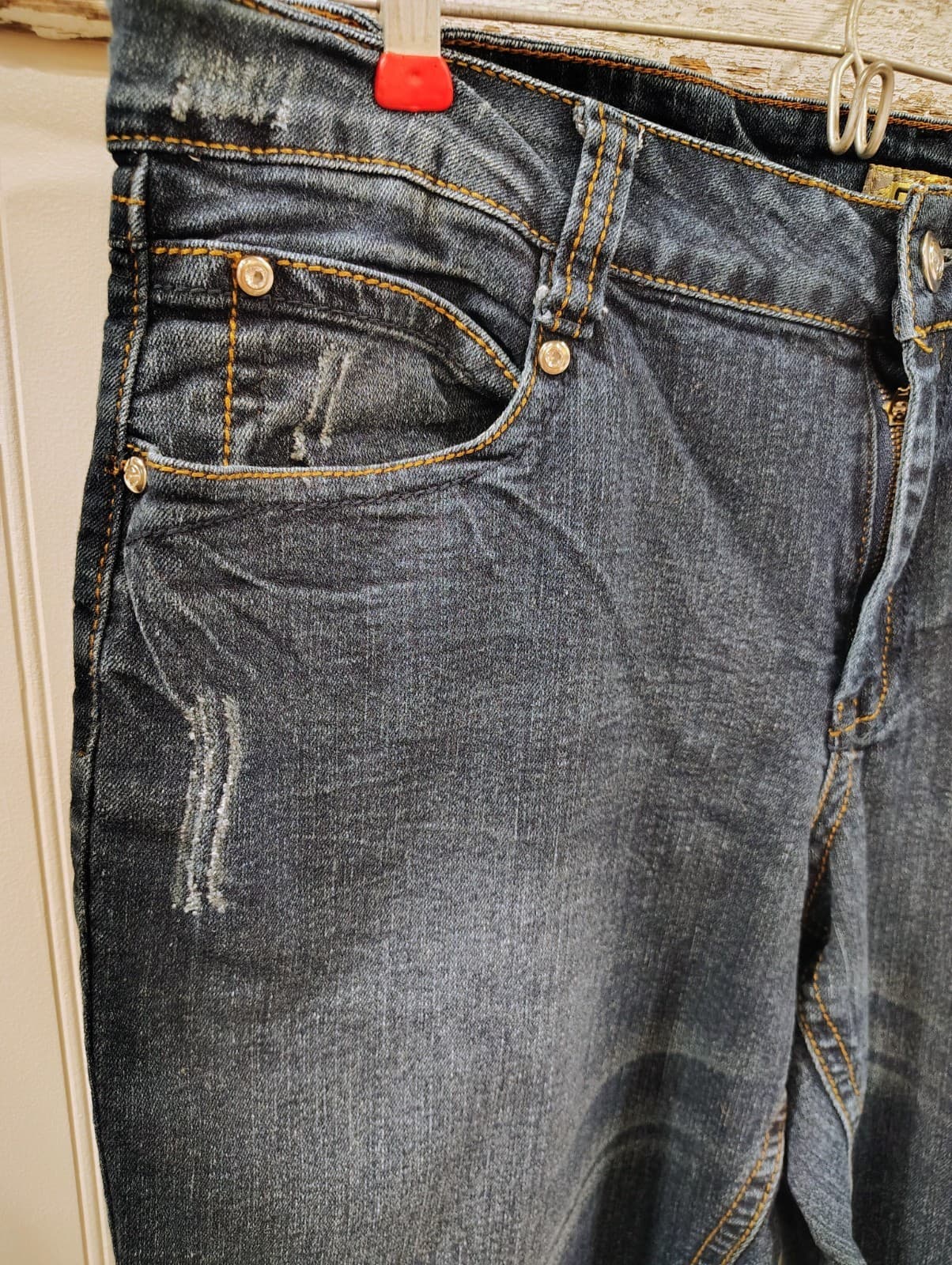 Out Jeans Womens Size 18 Blue Denim Dark Wash Stretch Embroidered Skinny - Thumbnail 3