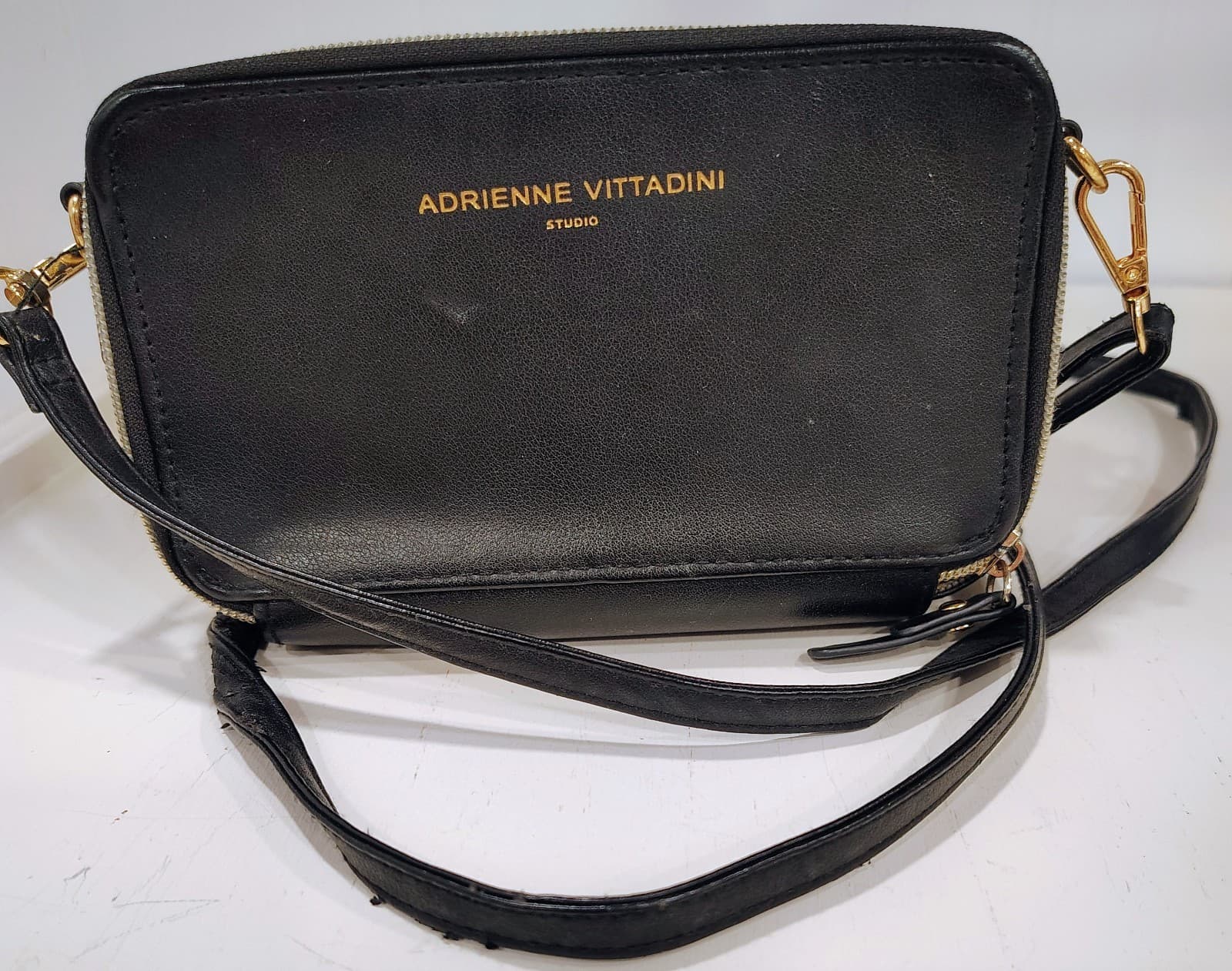 Adrienne Vittadini Studio Black Crossbody Bag Purse GUC - Thumbnail 16