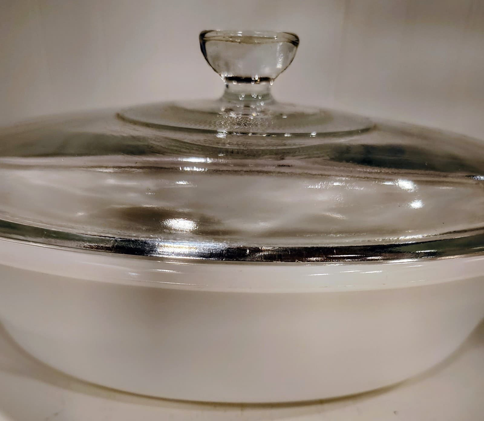 Vintage Glasbake Casserole Dish w/ Lid, 1 QT, Milk Glass - Thumbnail 5