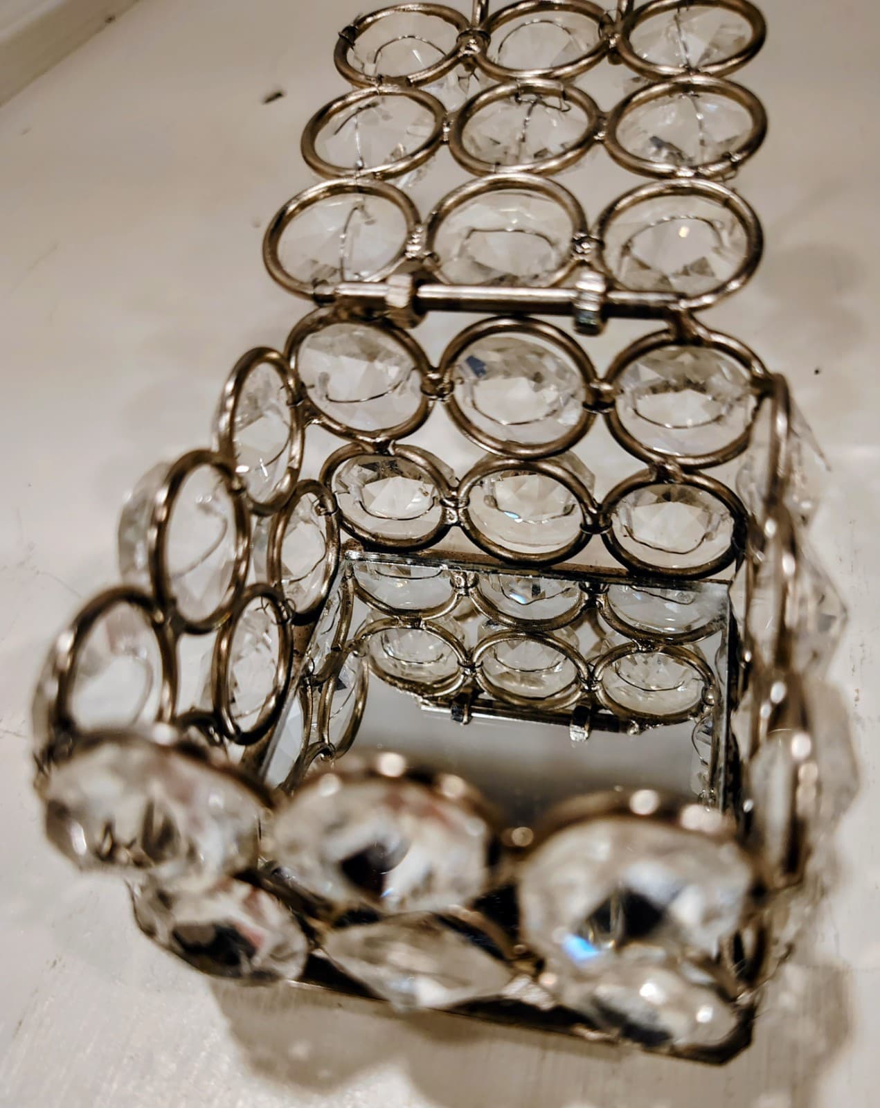 Small Square Silver Metal Trinket Box With Crystal Rhinestones, 2.5" Square EUC - Thumbnail 6