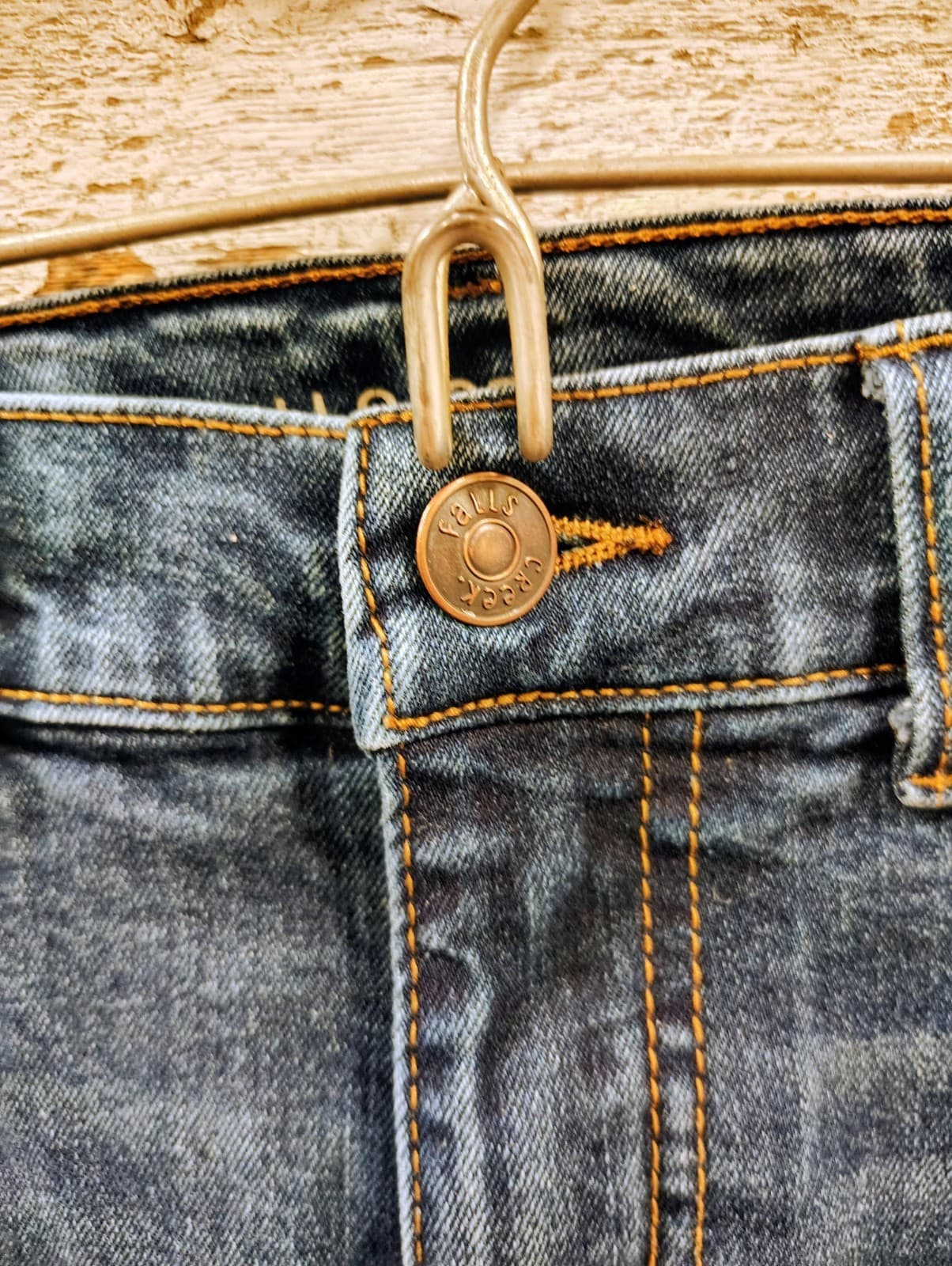 Falls Creek Straight Jeans Boys Size 14 Adjustable Waist Stretch Blue Denim EUC - Thumbnail 2