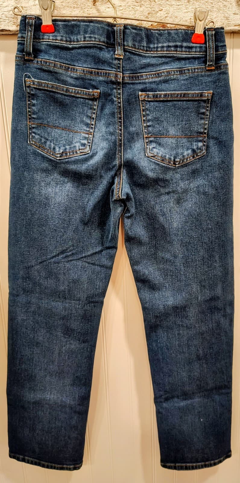 Falls Creek Straight Jeans Boys Size 14 Adjustable Waist Stretch Blue Denim EUC - Thumbnail 10