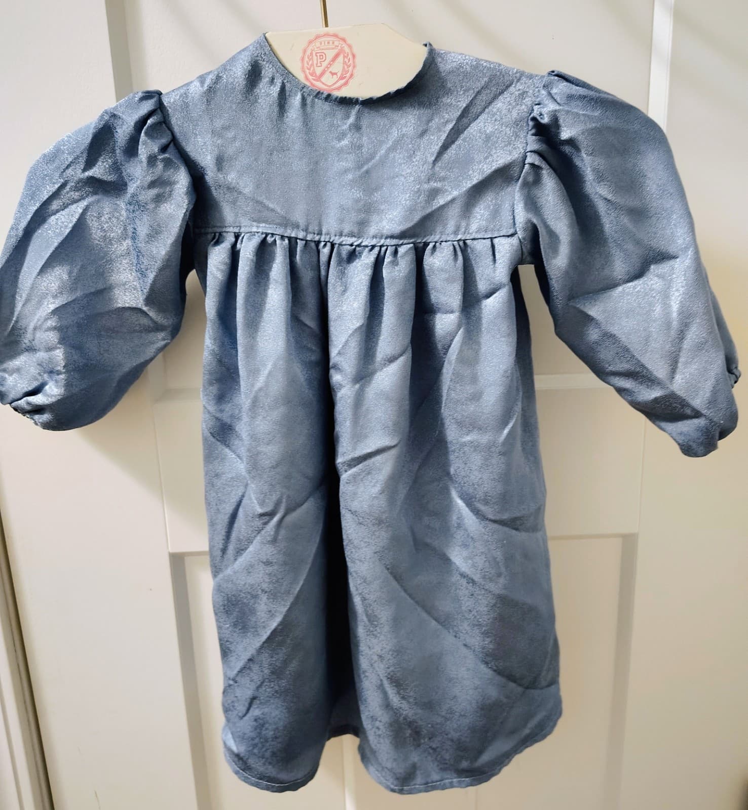 Amish Homemade Sparkly Blue Dress With Matching Bonnet