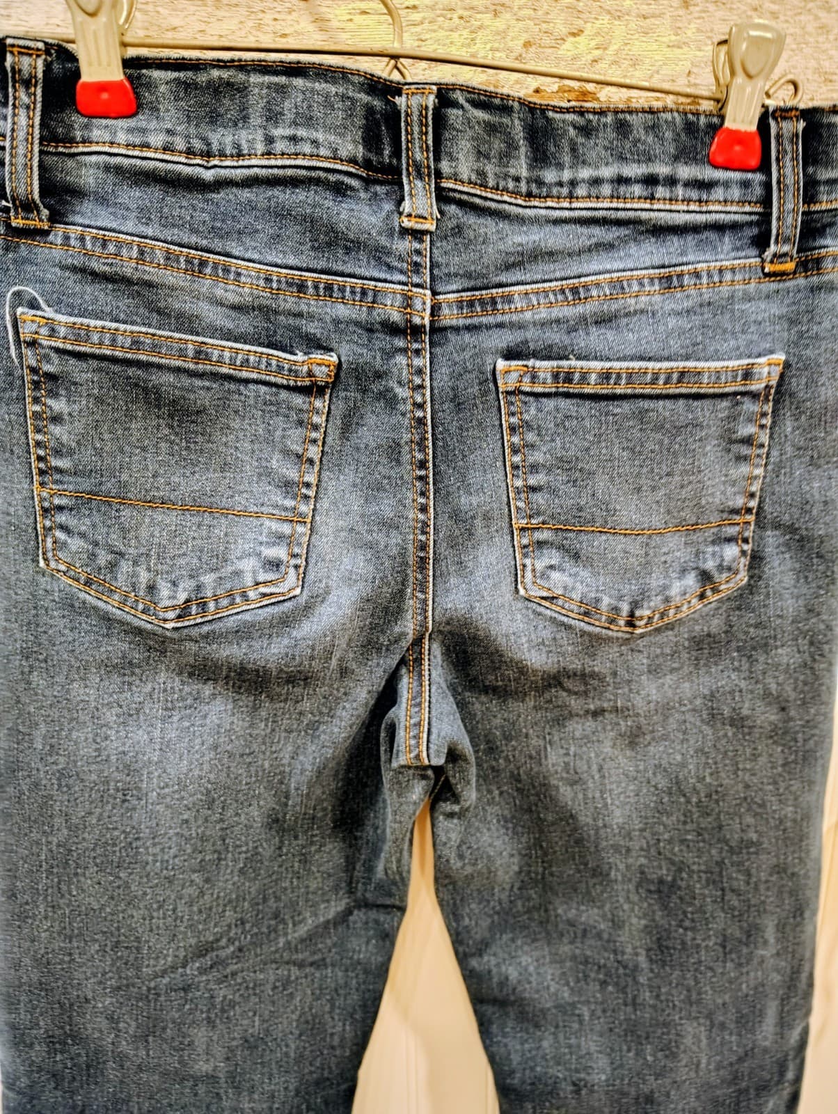 Falls Creek Straight Jeans Boys Size 14 Adjustable Waist Stretch Blue Denim EUC - Thumbnail 9