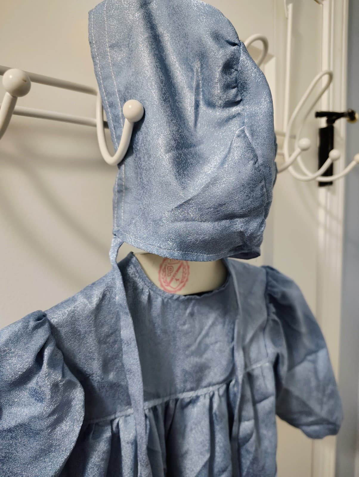 Amish Homemade Sparkly Blue Dress With Matching Bonnet - Thumbnail 3