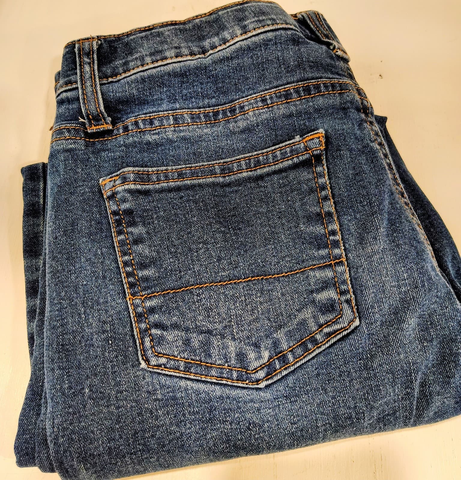 Falls Creek Straight Jeans Boys Size 14 Adjustable Waist Stretch Blue Denim EUC - Thumbnail 7