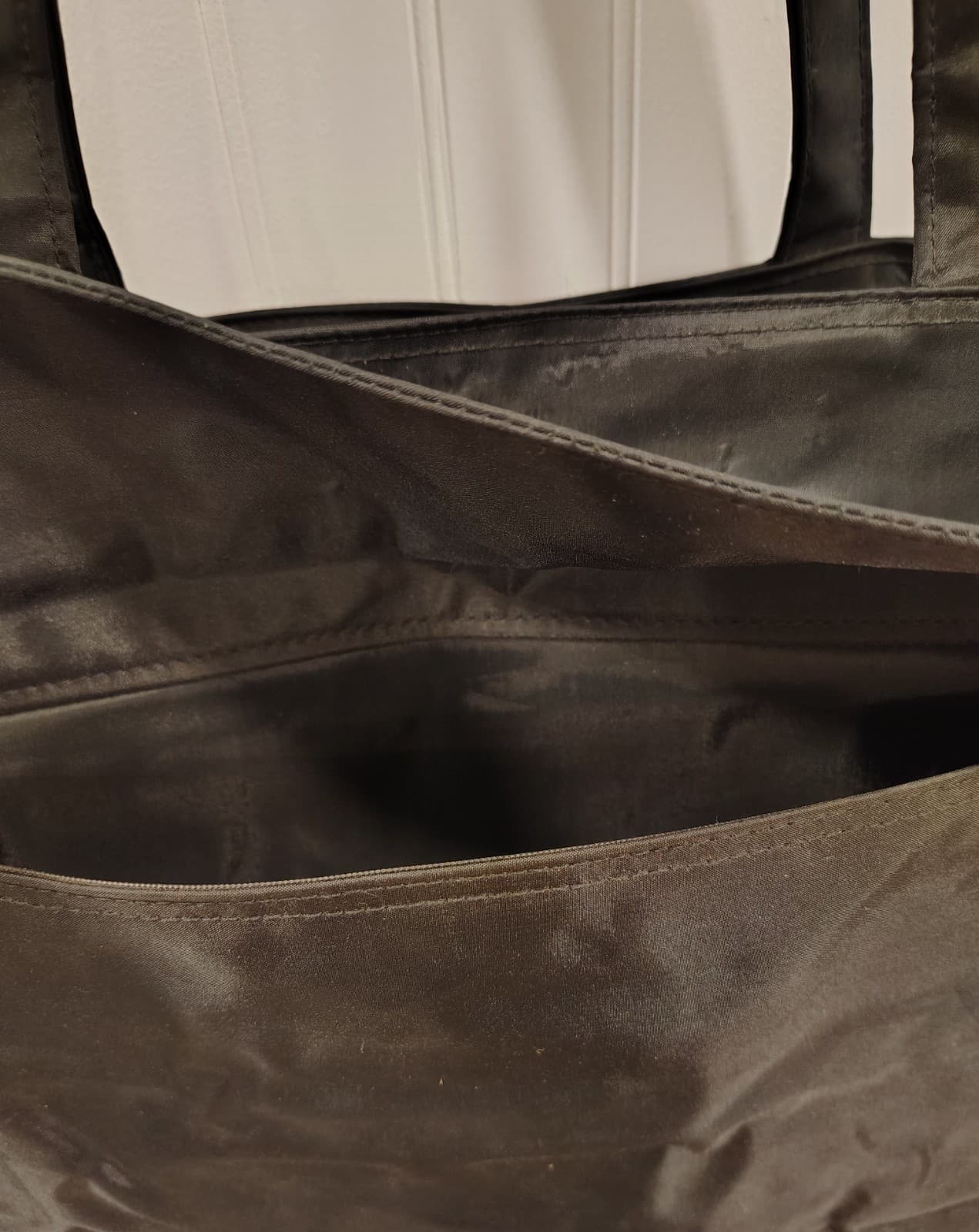 Bloomingdales Large Black Nylon Tote Bag, Gold Plaque - Thumbnail 4