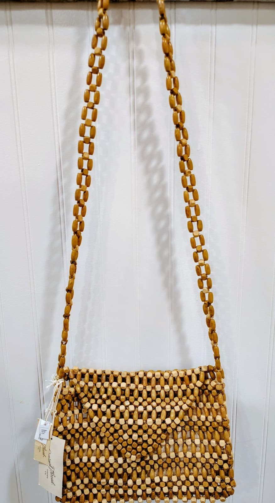 Wooden Bead Clutch Universal Thread handbag purse Crossbody NWT $30 - Thumbnail 2