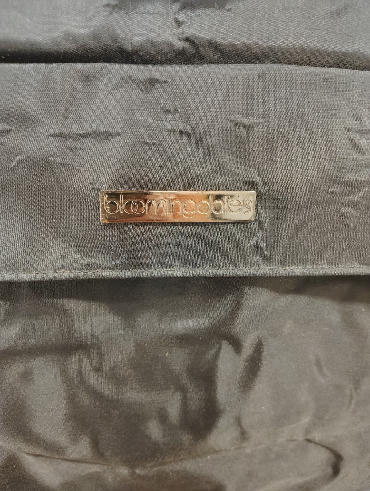 Bloomingdales Large Black Nylon Tote Bag, Gold Plaque - Thumbnail 3