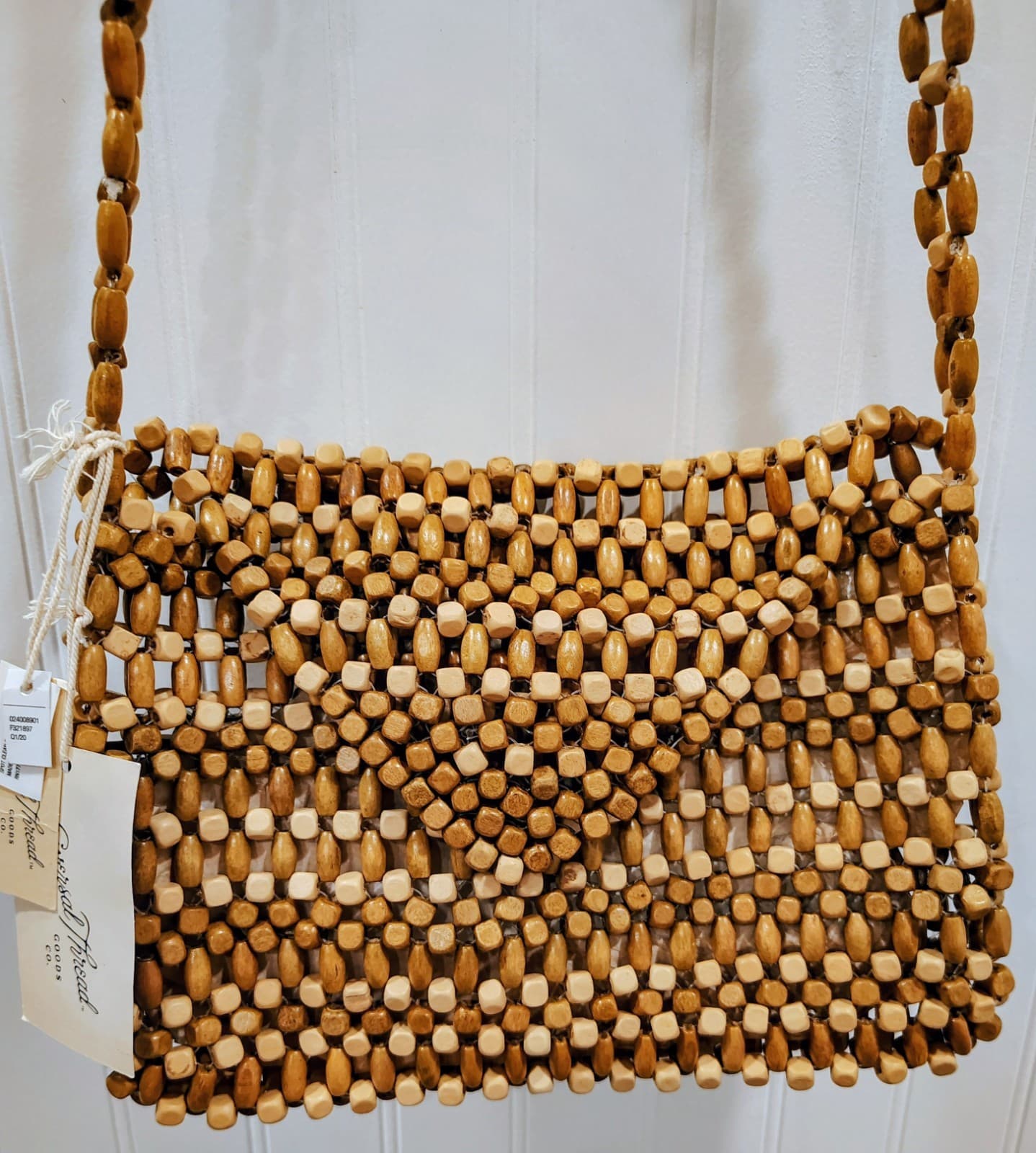 Wooden Bead Clutch Universal Thread handbag purse Crossbody NWT $30 - Thumbnail 3