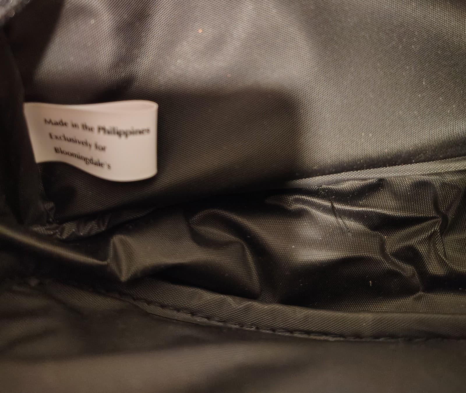 Bloomingdales Large Black Nylon Tote Bag, Gold Plaque - Thumbnail 9