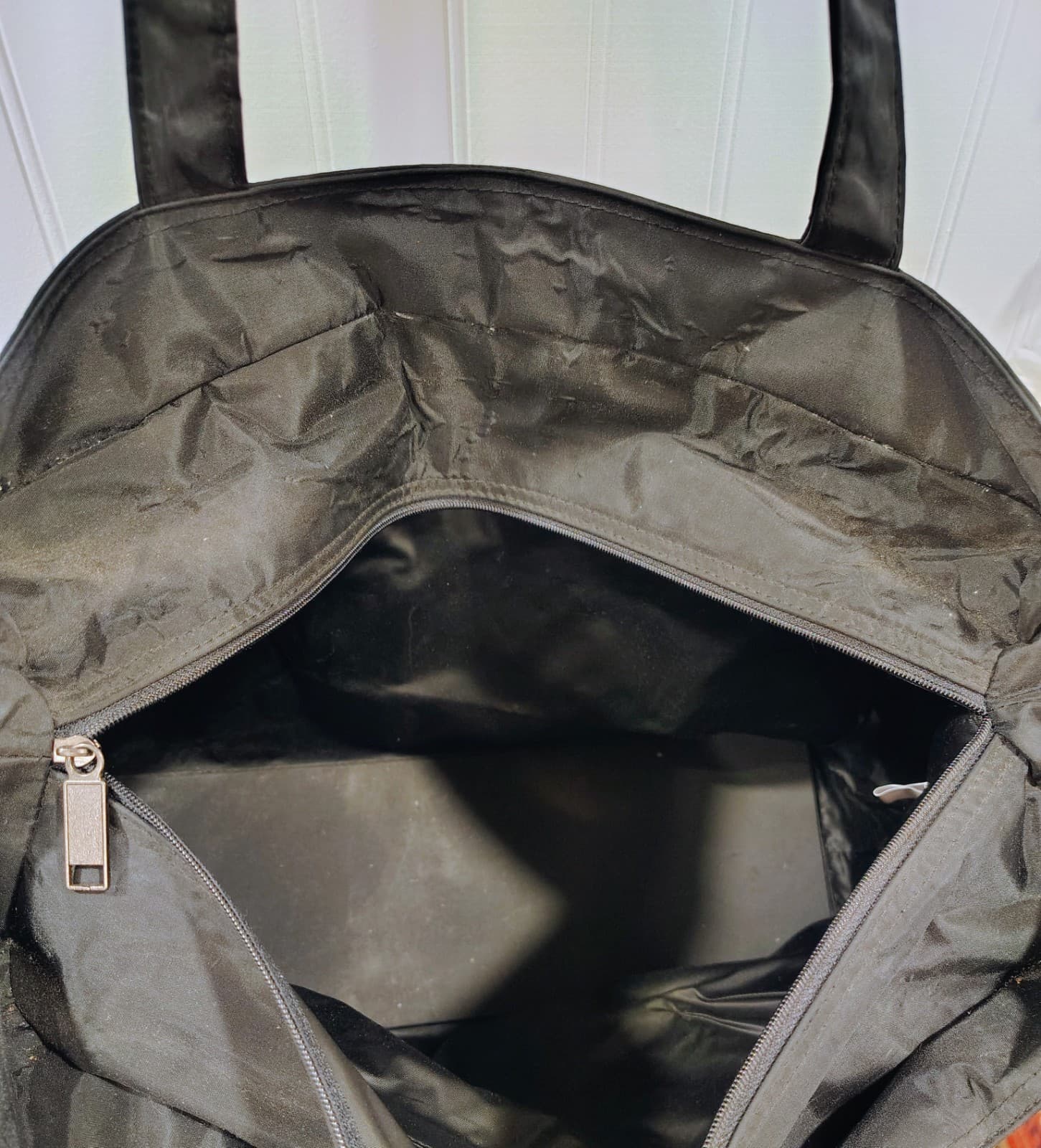 Bloomingdales Large Black Nylon Tote Bag, Gold Plaque - Thumbnail 6