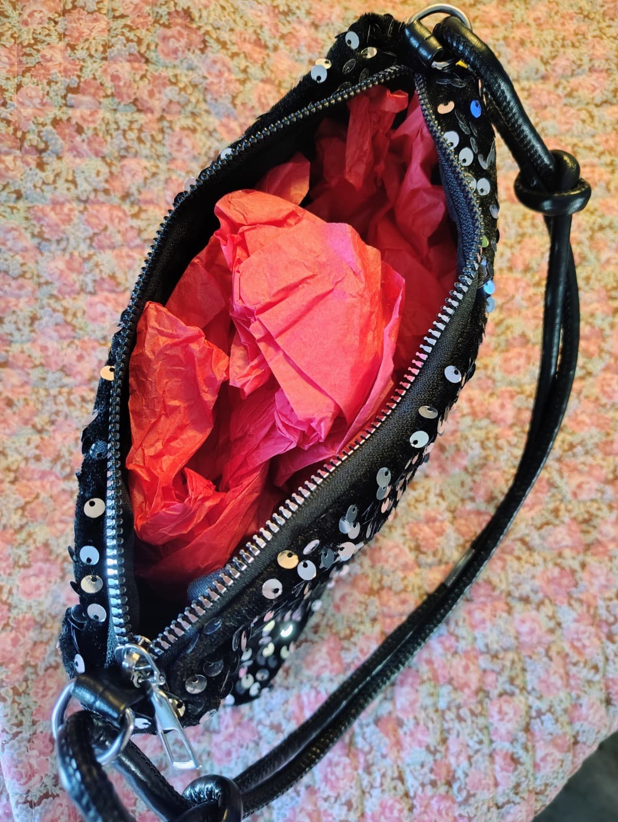 Evening Dress Bag, Sequins, Bling, Black - Thumbnail 9