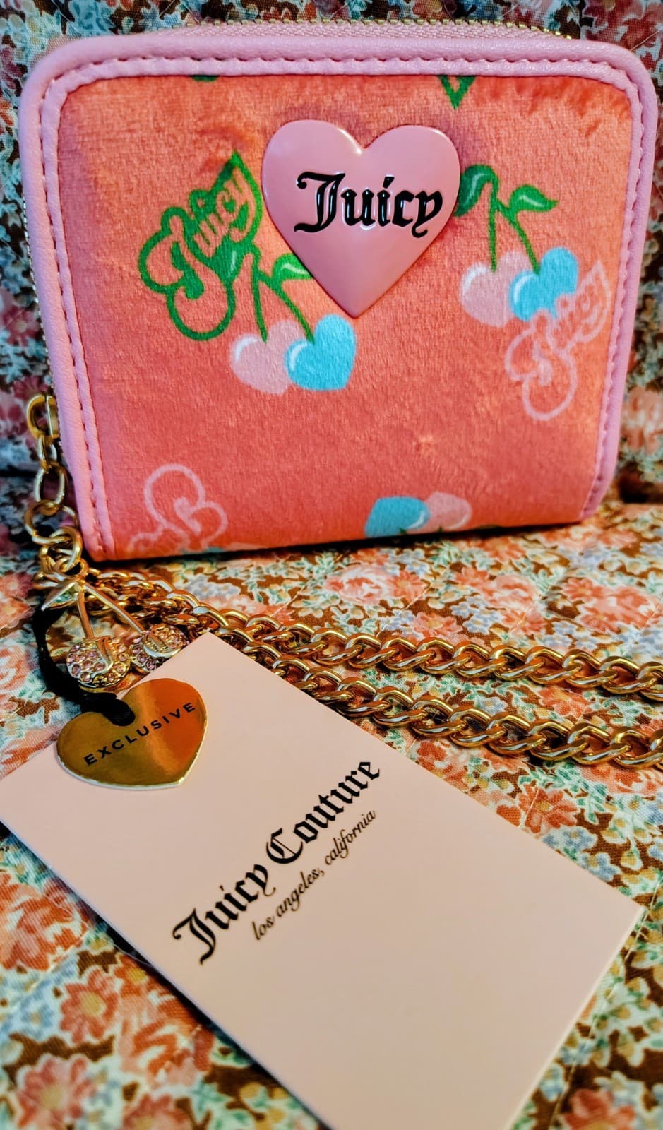 Juicy Couture Exclusive pink cherry blossom wallet Wristlet NWT