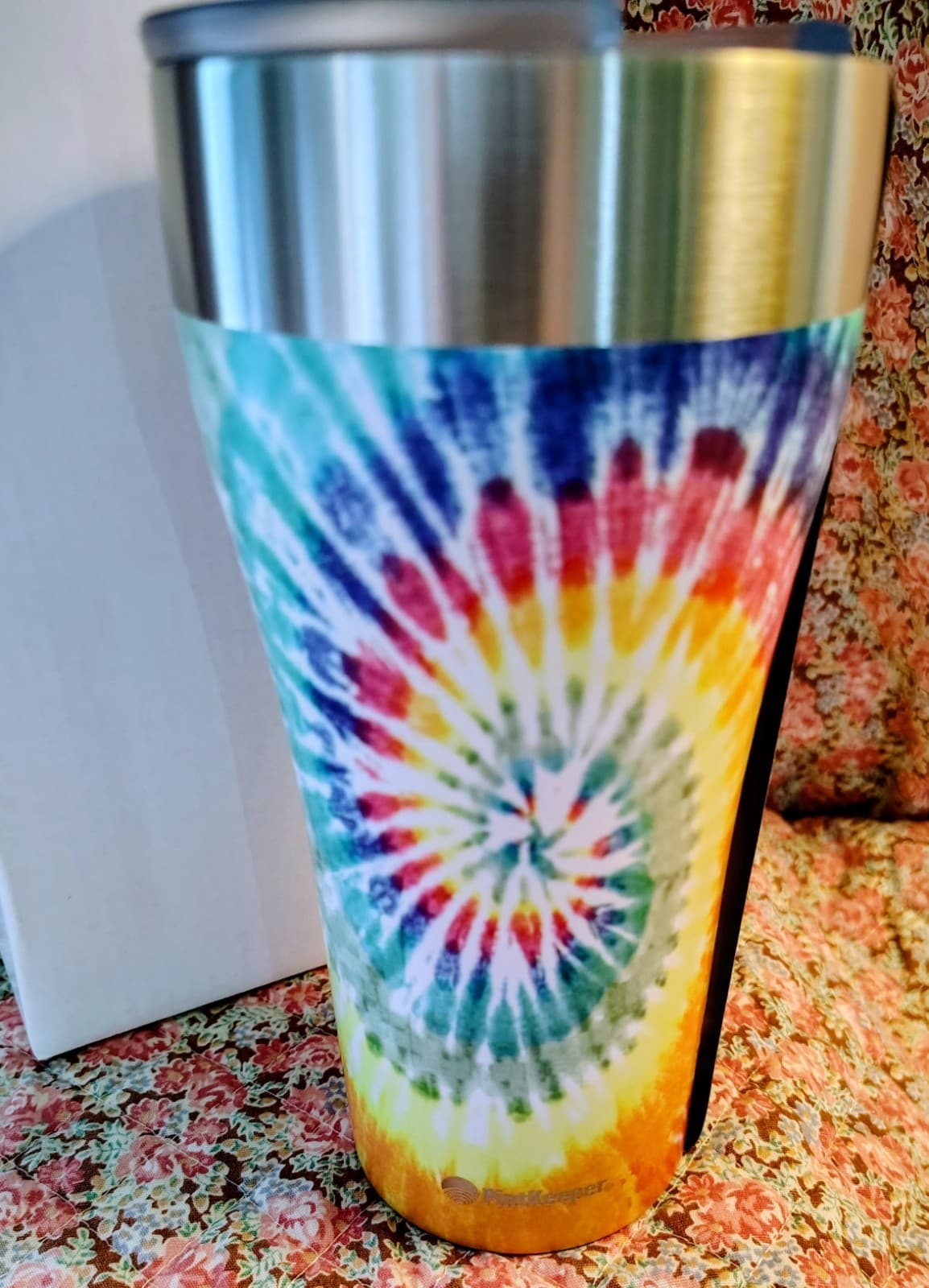 NIB PintKeeper branded 20-ounce travel tumbler rainbow tie-dye swirl $29.99 - Thumbnail 2