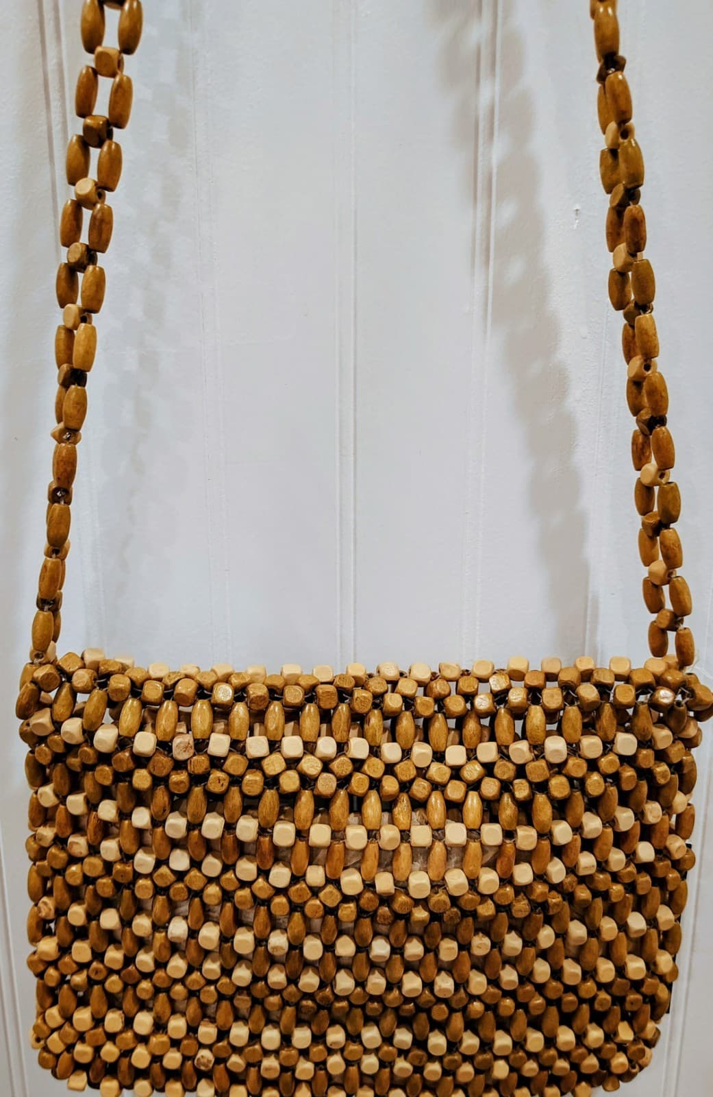 Wooden Bead Clutch Universal Thread handbag purse Crossbody NWT $30