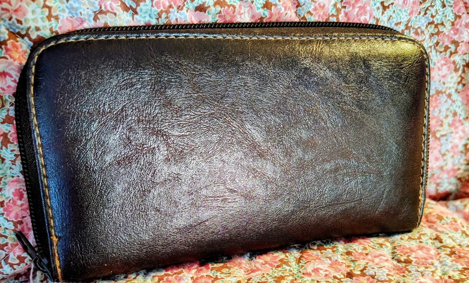 Brown Faux Leather Organizer Wallet - Thumbnail 2