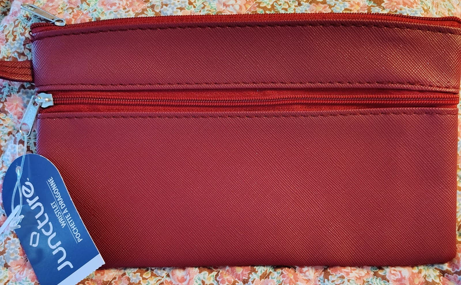 Juncture Burgundy Red Vinyl Pouch Wristlet NWT - Thumbnail 2